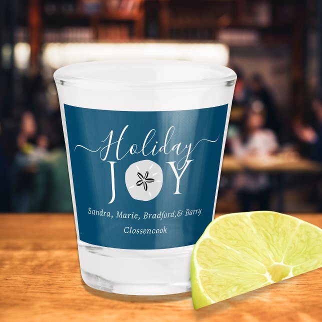 Copo De Shot Vidro de Areia Náutica Azul-Teal Azul Areia Dólar (Criador carregado)