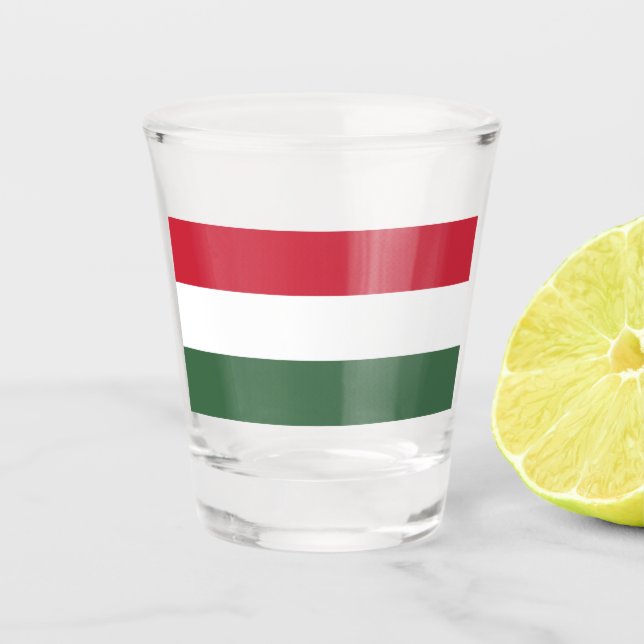 Copo De Shot Vidro de Bandeira Húngaro (Frente)