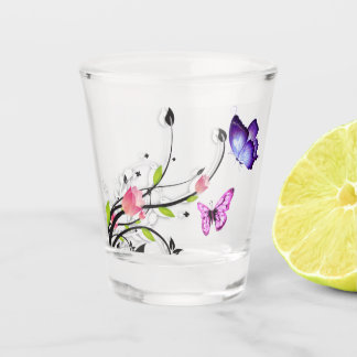 Copo De Shot vidro de borboletas florais