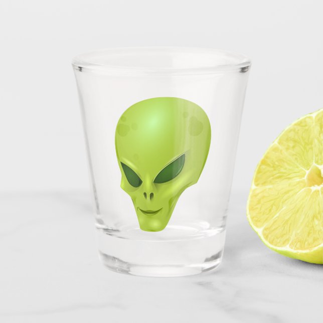Copo De Shot vidro de cabeça de alienígena verde (Frente)