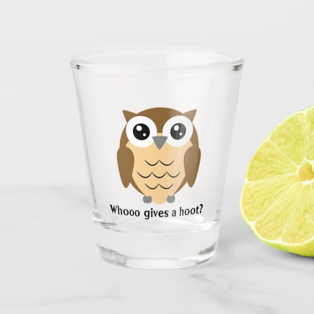 Copo De Shot Vidro de Design de Hoot Owl (Frente)
