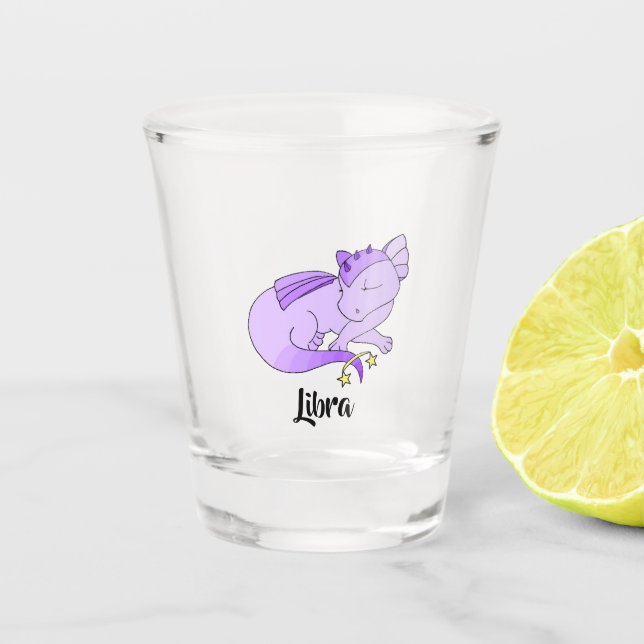 Copo De Shot Vidro de design zodíaco branco do Libra Dragon (Frente)