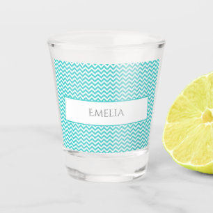 Copo De Shot Vidro de Disparo Simples Teal Chevron Personalizad