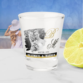Copo De Shot Vidro de Foto de Casamento Elegante, Aniversário