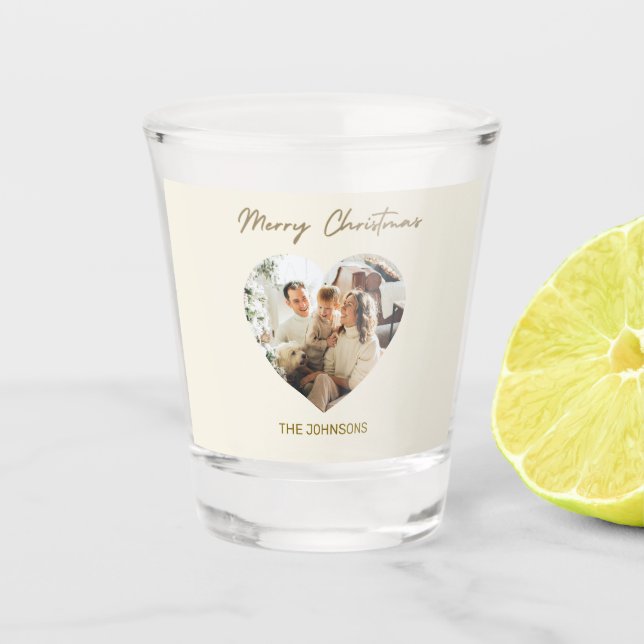 Copo De Shot Vidro de Foto Personalizada Feliz Natal (Frente)