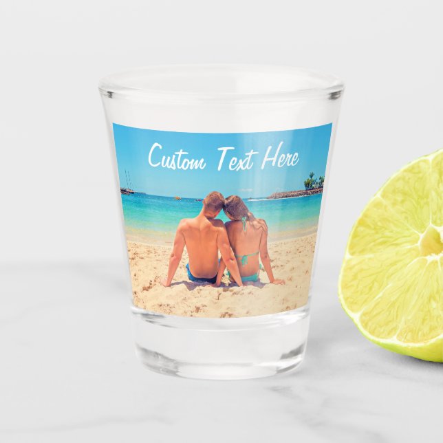 Copo De Shot Vidro de Fotografia com Texto Personalizado (Frente)