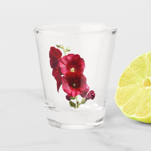 Copo De Shot Vidro de Hollyhocks