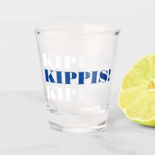 Copo De Shot Vidro de hot kippis, branco e azul