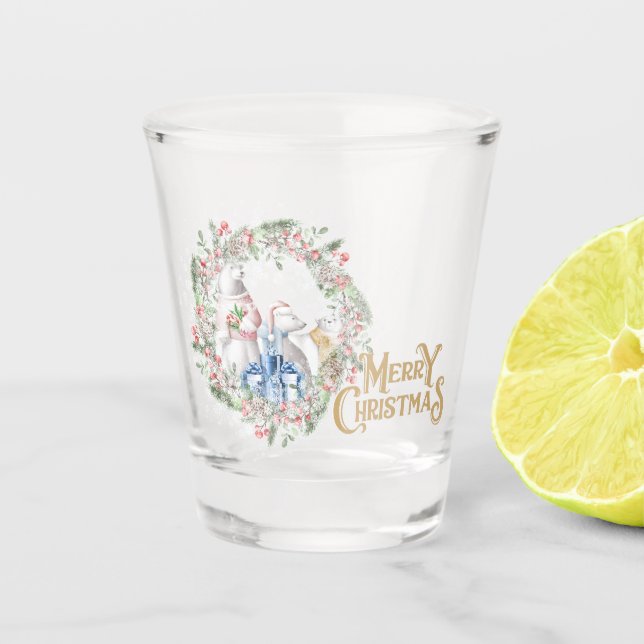 Copo De Shot Vidro de Natal do Urso Polar (Frente)