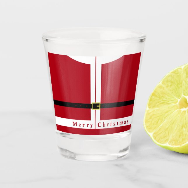 Copo De Shot Vidro de Natal - Presente Santa Claus (Frente)