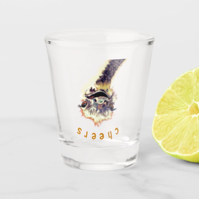 Copo De Shot Vidro De Ostrich Jogado (Frente)