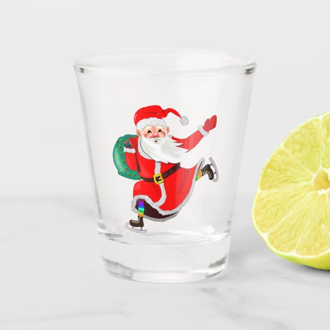 Copo De Shot Vidro de Papais noeis de Natal (Frente)