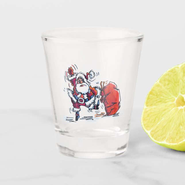 Copo De Shot Vidro de Papais noeis raivosos (Frente)