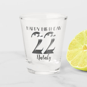 Copo De Shot Vidro de prata metálico de 22° aniversário