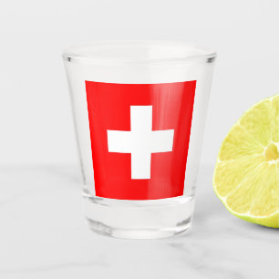 Copo De Shot Vidro de tiro patriótico com a bandeira da suiça
