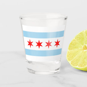 Copo De Shot Vidro de tiro patriótico com a bandeira de Chicag