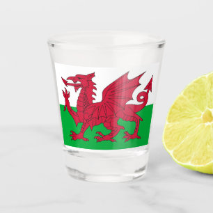 Copo De Shot Vidro de tiro patriótico com a bandeira de Wales