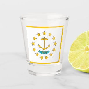 Copo De Shot Vidro de tiro patriótico com bandeira de Rhode Is