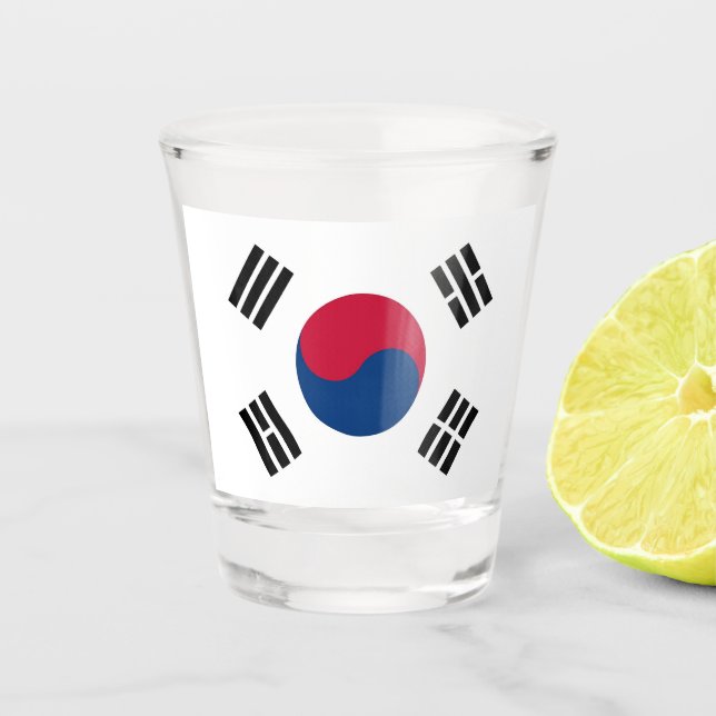 Copo De Shot Vidro disparado patriótico com bandeira da Coreia  (Frente)