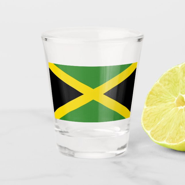 Copo De Shot Vidro disparado patriótico com bandeira da Jamaica (Frente)