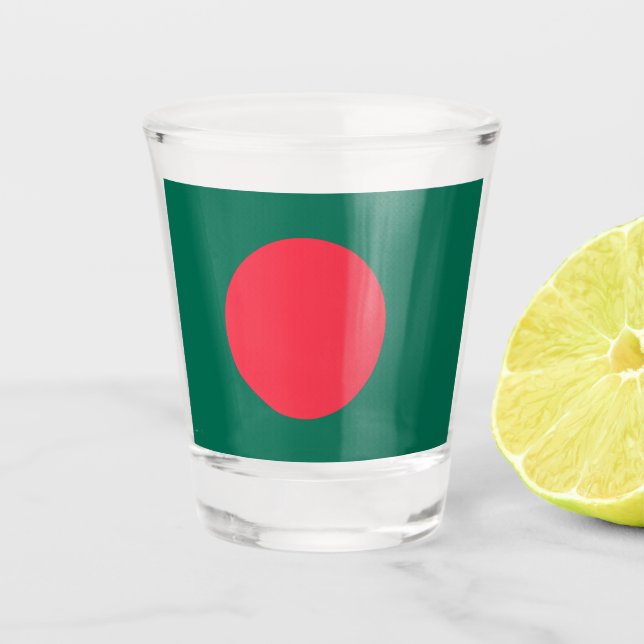 Copo De Shot Vidro disparado patriótico com bandeira de Banglad (Frente)