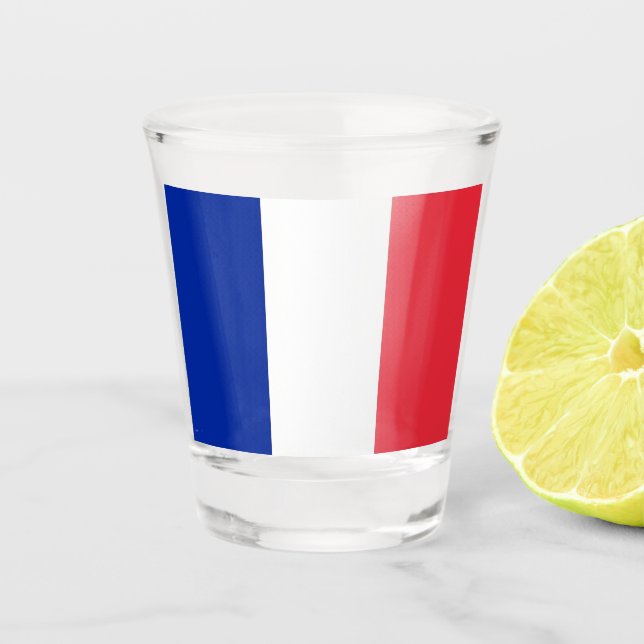 Copo De Shot Vidro disparado patriótico com bandeira de França (Frente)