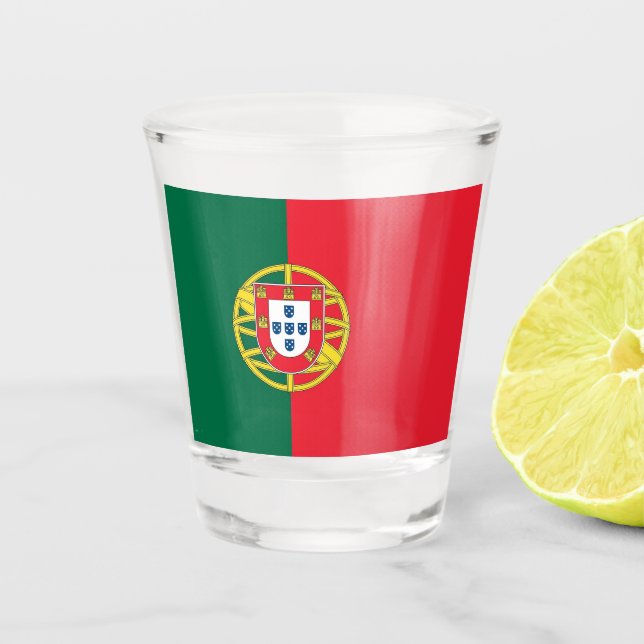 Copo De Shot Vidro disparado patriótico com bandeira de Portuga (Frente)