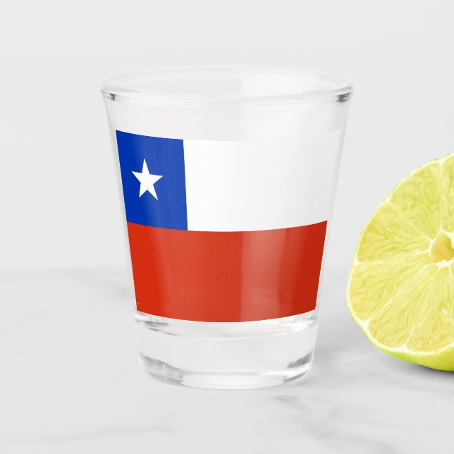 Copo De Shot Vidro disparado patriótico com bandeira do Chile (Frente)