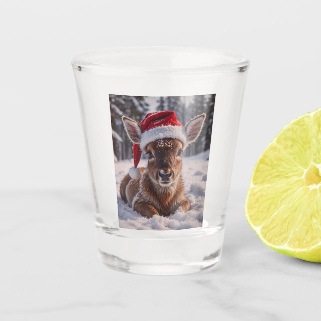 Copo De Shot Vidro do Velhado de Santa Hat (Frente)