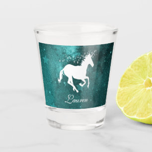 Copo De Shot Vidro-Foto Personalizado do Teal Unicorn