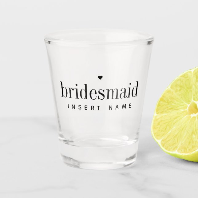 Copo De Shot Vidro Personalizado Da Bridesmaid Moderna Da Chic (Frente)