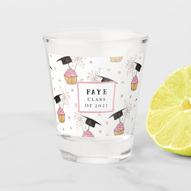 Copo De Shot Vidro Personalizado Do Cupcake De Graduação (Frente)