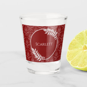 Copo De Shot Vidro Personalizado do Damasco Elegante Vermelho