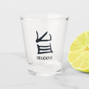 Copo De Shot Vidro preto Kanji Delicious