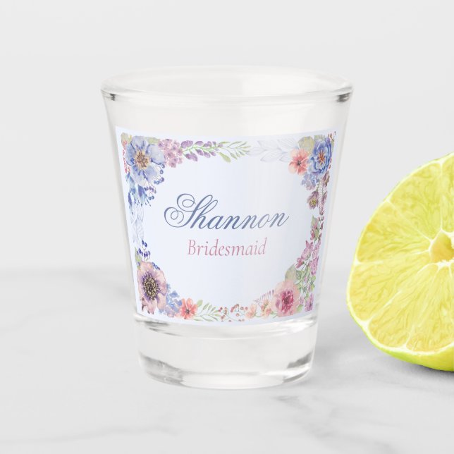 Copo De Shot Vidro-quente azul-rosado-púrpura-ponte-dama (Frente)