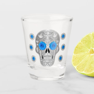 Copo De Shot Vidro-quente Chrome Calavera (Rosa Azul)