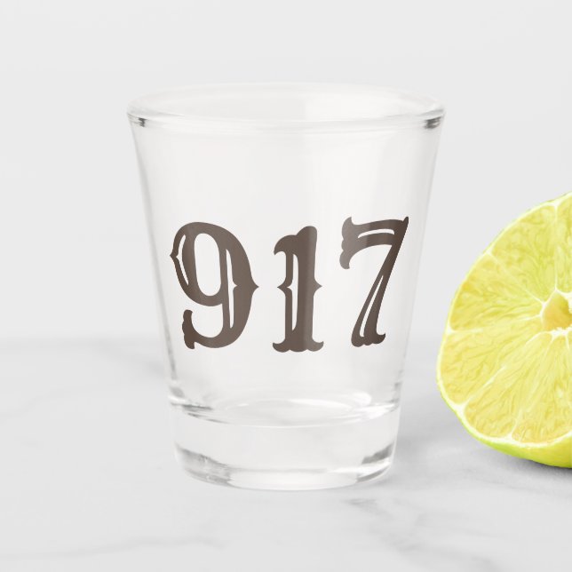 Copo De Shot Vidro quente com código de área 917 (Nova Iorque) (Frente)