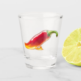 Copo De Shot Vidro quente com pimenta vermelha