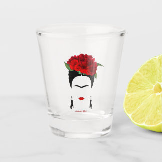 Copo De Shot Vidro quente de Frida Kahlo retrato de mulher mexi