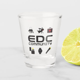 Copo De Shot Vidro quente - Logotipo EDCC a preto com cores
