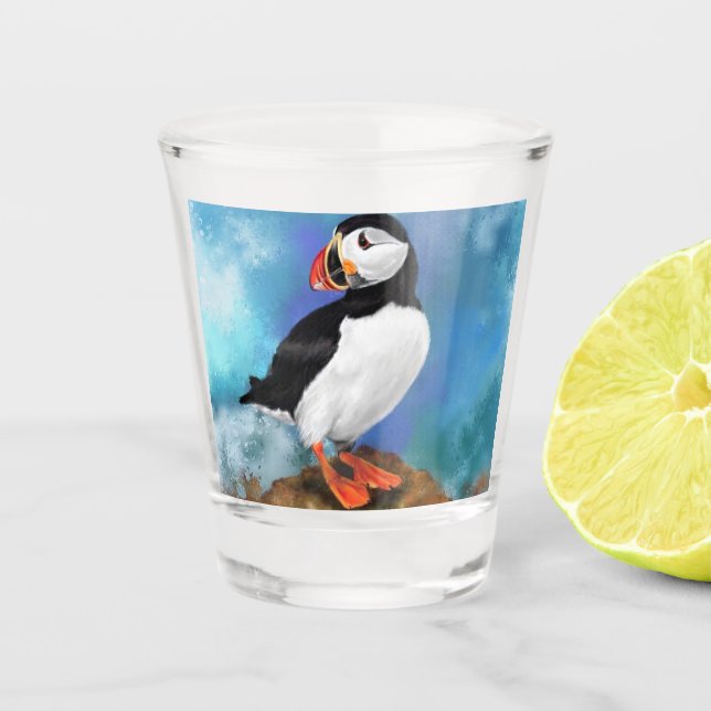 Copo De Shot Vidro Shot de Puffin Atlântico (Frente)