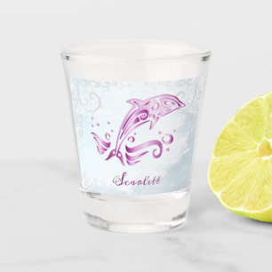 Copo De Shot Vidro Shot Personalizado De Golfinho Magenta