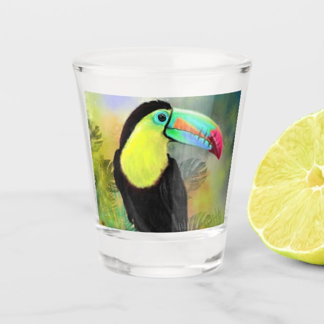 Copo De Shot Vidro Tropical Toco Toucan (Frente)