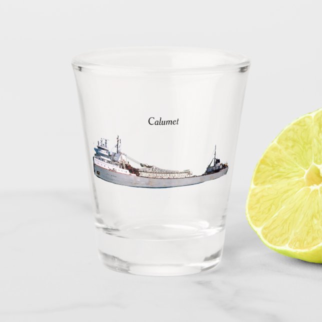 Copo De Shot Vidro velho de Calumet (Frente)