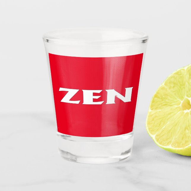 Copo De Shot Vidro vermelho branco Zen (Frente)