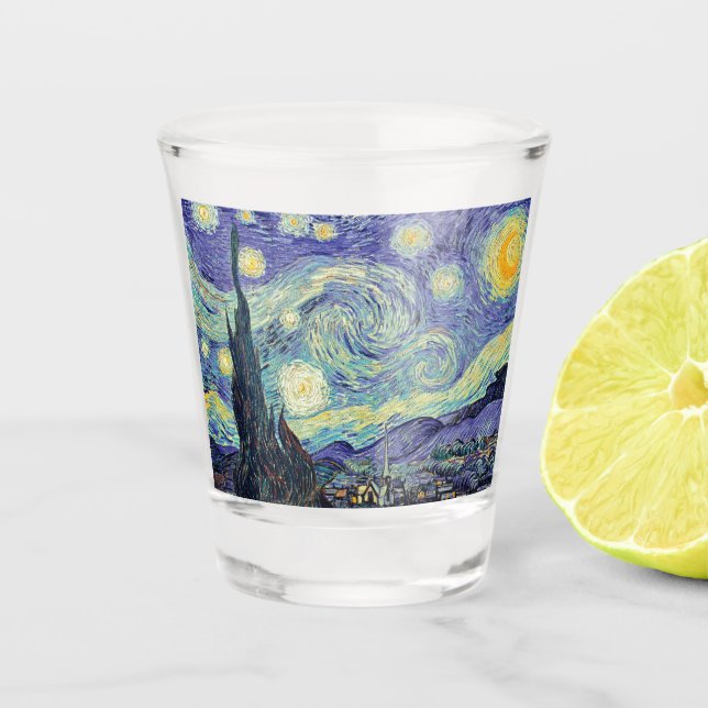 Copo De Shot Vincent Van Gogh Na Noite Estrelada (Frente)