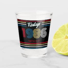 Copo De Shot Vintage 1986 Retro Stripe 40th Birthday Favor