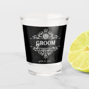 Copo De Shot Vintage Black and White Groom