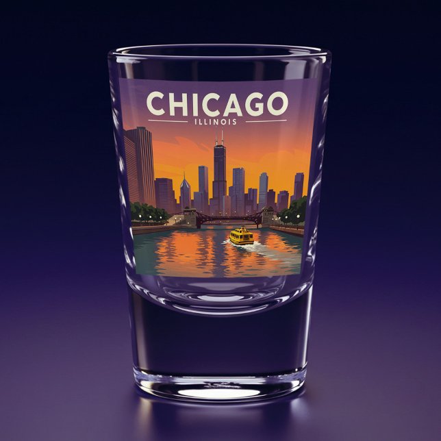 Copo De Shot Vintage Chicago Illinois (Criador carregado)