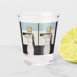 Copo De Shot Vintage de 1950 com luvas noturnas